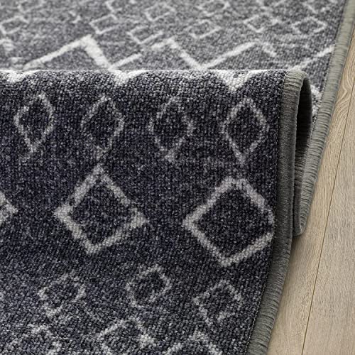 Antep Rugs Alfombras Non-Skid (Non-Slip) 2X7 Rubber Back Bohemian Distressed Moroccan Boho Low Pile Profile Indoor Runner Rug (Charcoal Gray, 2' X 7') #TOP5
