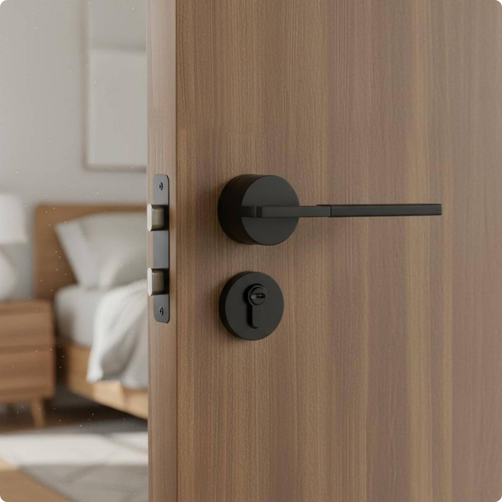 Manija de de Puerta Picaporte Pestillo Juego Completo para Puertas de Madera Palanca Larga y Embellecedor Redondo Estilo, Array, Oro Antiguo, T19 Oro Antiguo