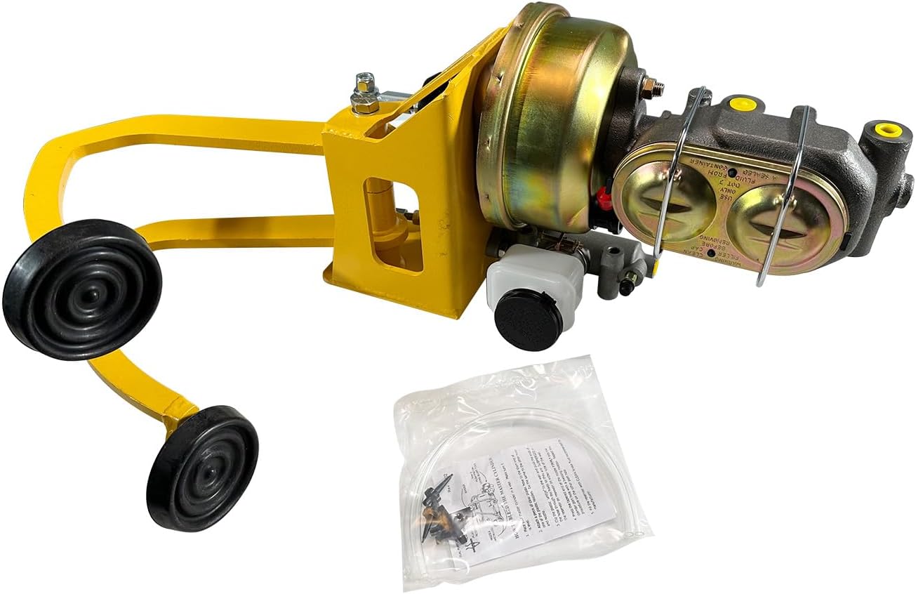 7" Universal Power Brake Booster Master Cylinder Assembly for Most Street Rod Car and Truck Ford, Chevy, Plymouth, Olds, Buick, and Studebaker W/Clutch Pads for Disc/Disc/Disc/Drum