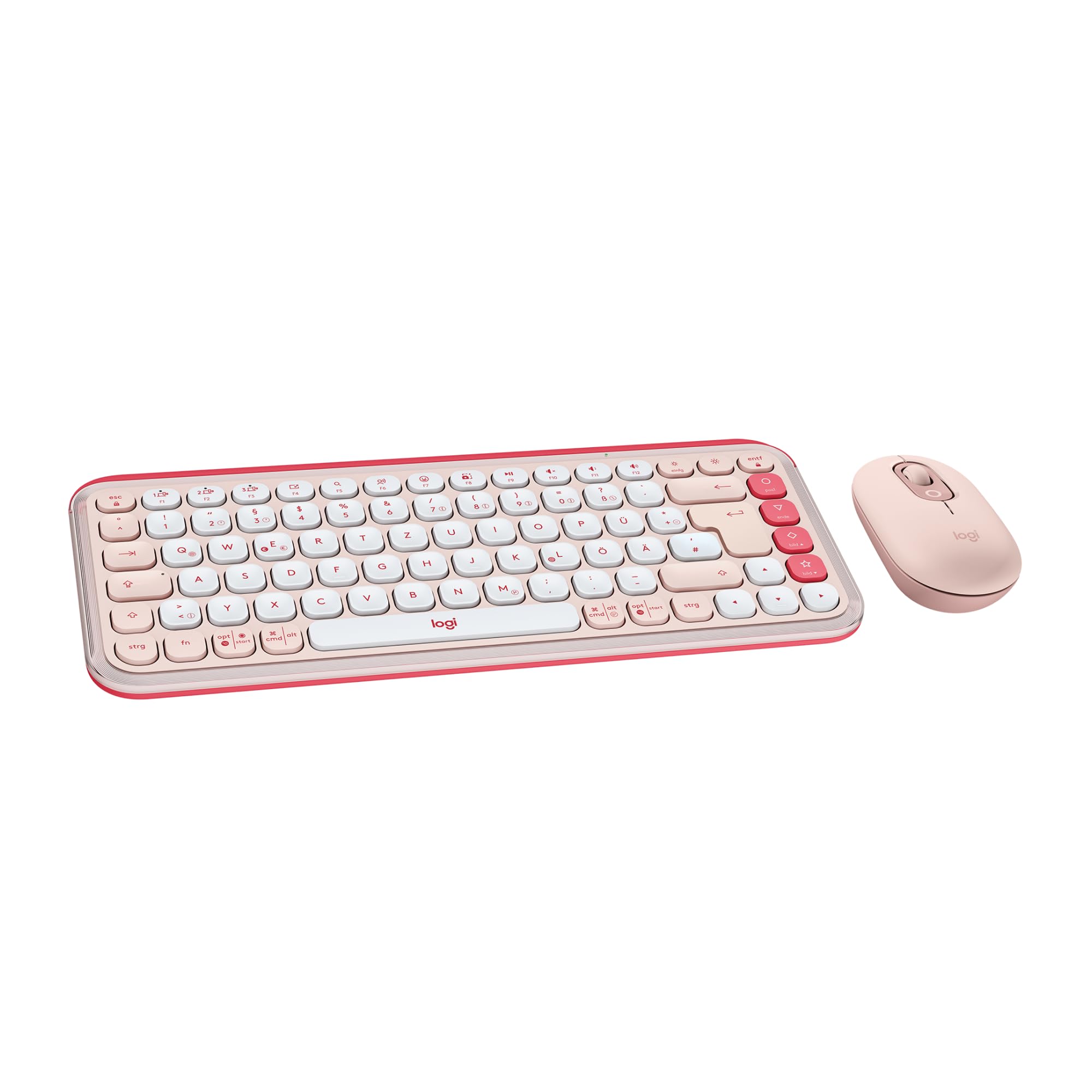Logitech POP ICON Combo, Bluetooth-Tastatur-Maus-Set, Komfortables Tippen, programmierbare Tasten, leise Klicks, Easy-Switch für bis zu 3 Geräte - Rosa