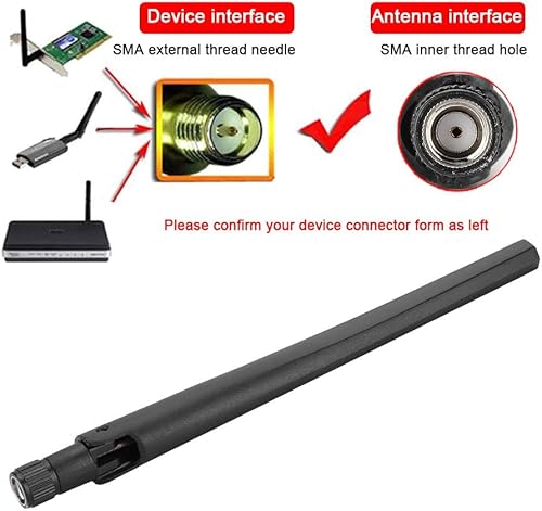 Miniatura 4 de Antena omnidireccional SMA 2.4G, 5G de doble banda de red antena externa para RT AC68u