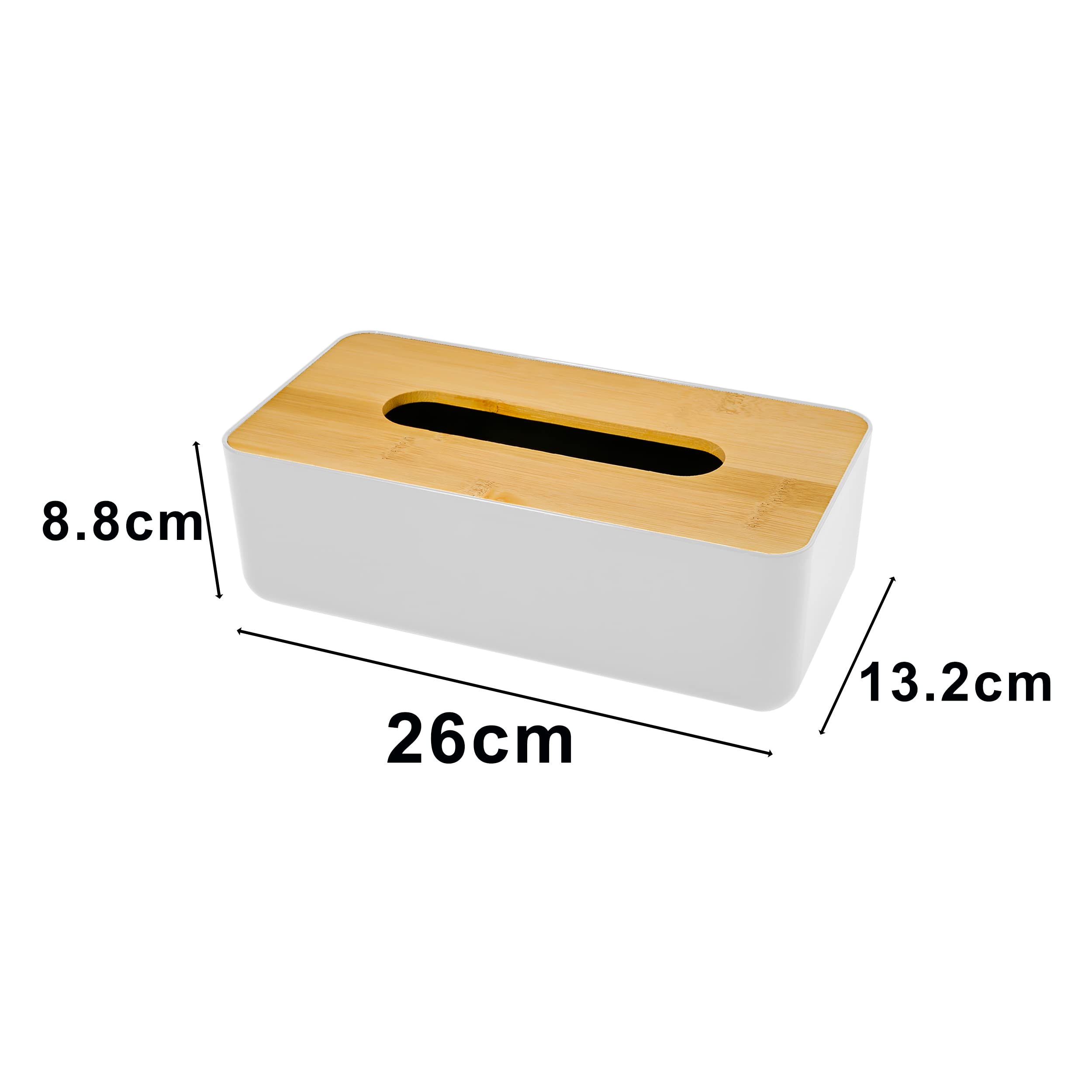 Caja para pañuelos, Soporte para Pañuelos, Portapañuelos de Papel Caja, Recargable, Blanco, para Baño, Salón, Oficina, 26 x 13,2 x 8,8-1 Unidad