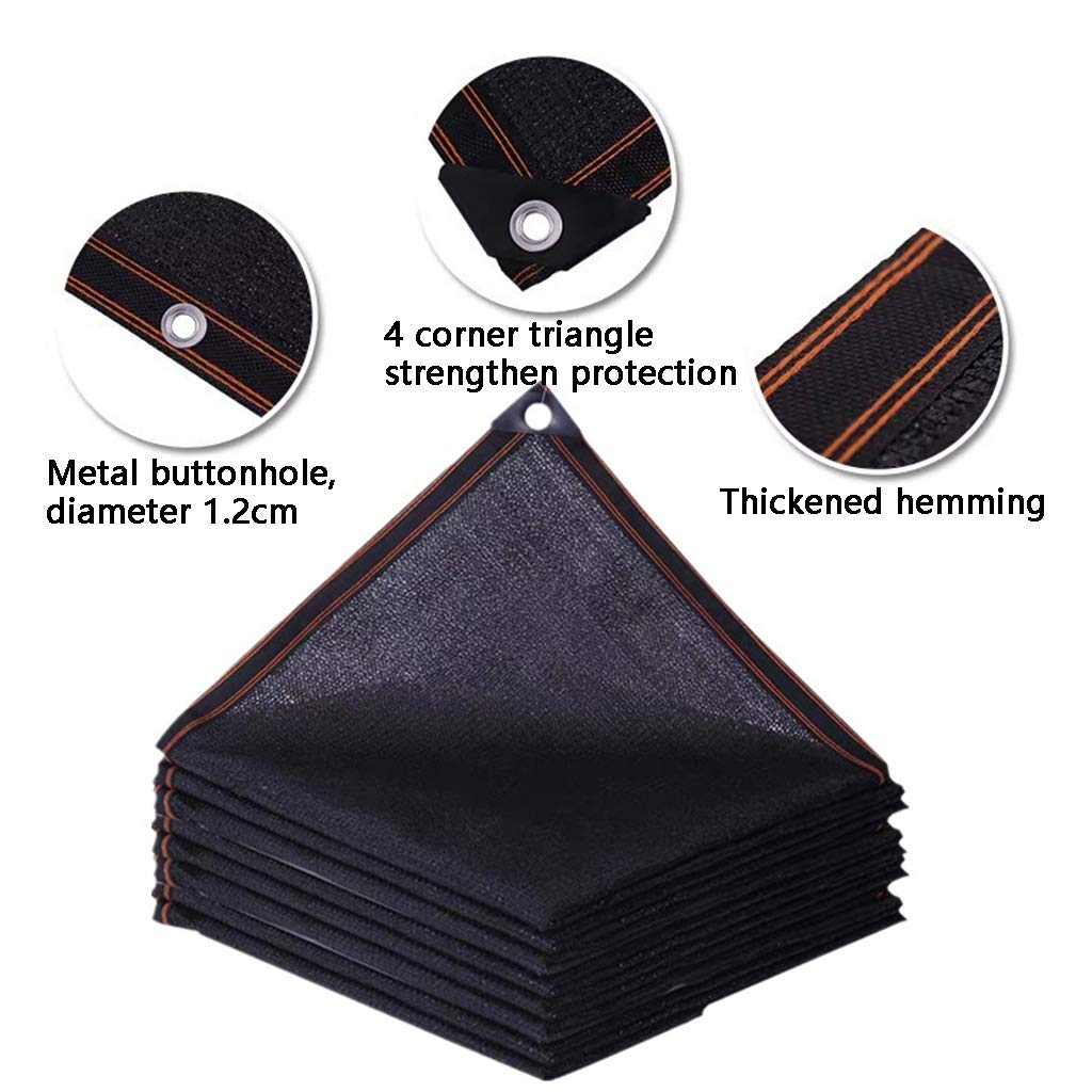 HUAHUARed De Sombra Negra De 12 Pines, Vela De Sombra, Toldo Solar Multiusos para Invernadero De Balcón En Patio Exterior, 24 Tamaños(Size:Los 5x5m)