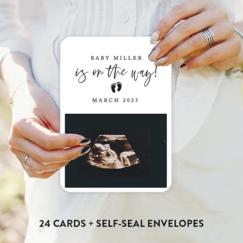 Miniatura 3 de Andaz Press Tarjetas de anuncios de embarazo personalizadas con sobres, Baby Is On The Way Ideas personalizadas para revelar ideas de anuncio de