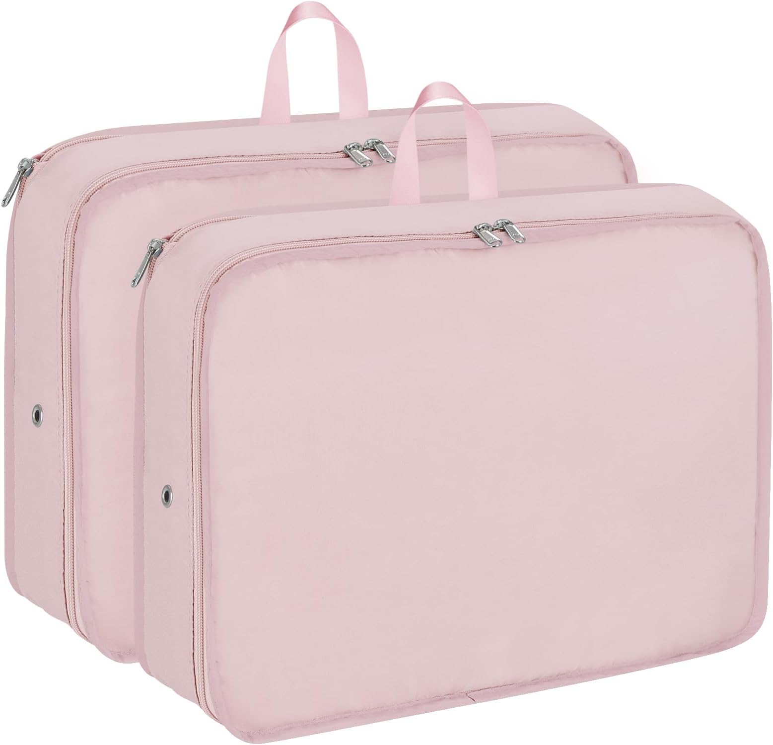 Compression Packing Cubes for Travel Essentials, 2pc Expandable Travel Cubes for Packing Bags Suitcase Organizer, Pink