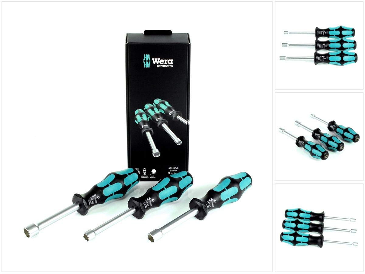 Wera 395 HO/3 Sanitary Hollow Shaft Nutspinner Set, 3PC, 05134275001