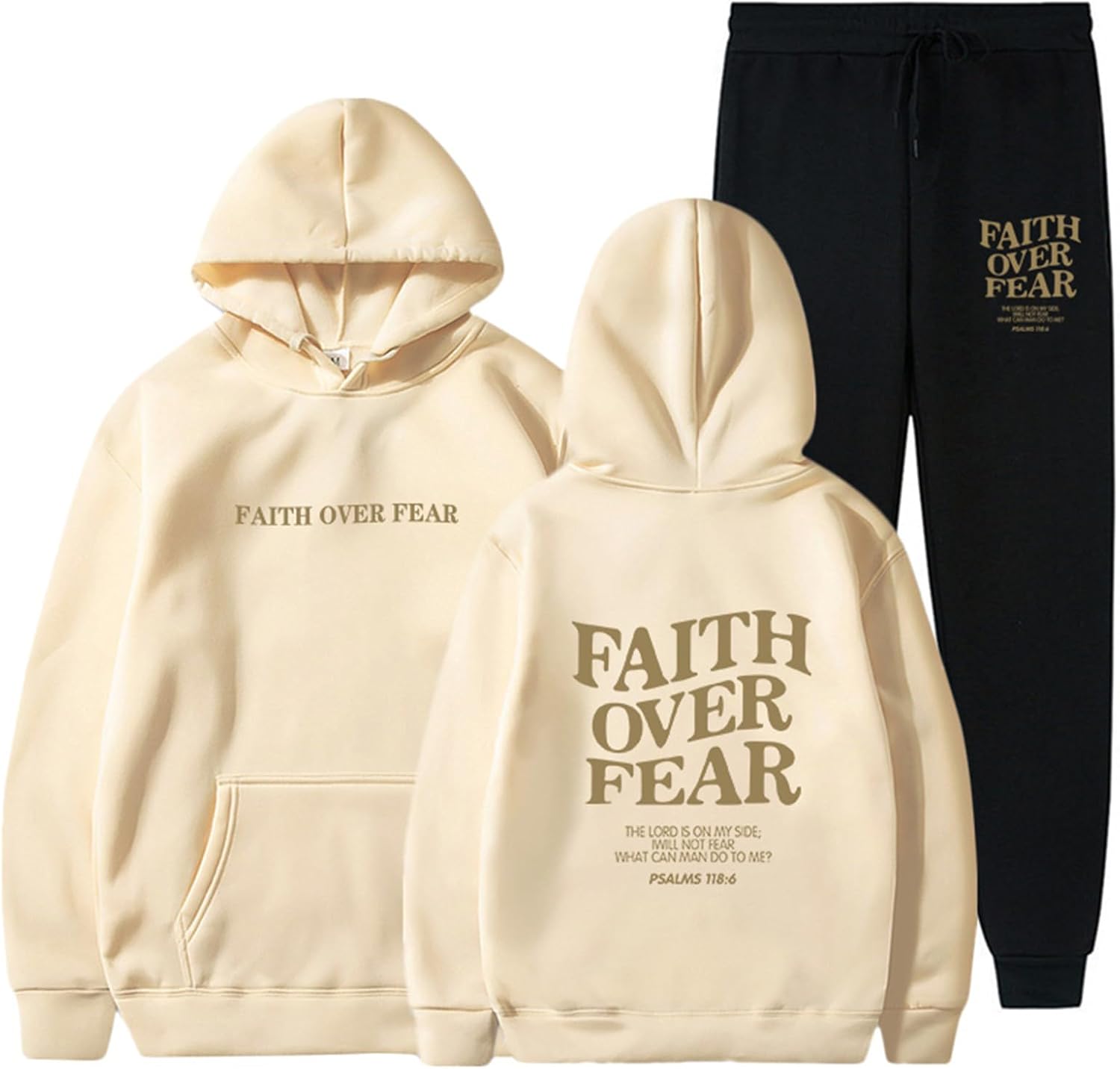 Faith Over Fear Hoodie Sweatpant Suit Tracksuit Jesus Loves You Jogger Jacket Sweatshirt Pant Woman Man