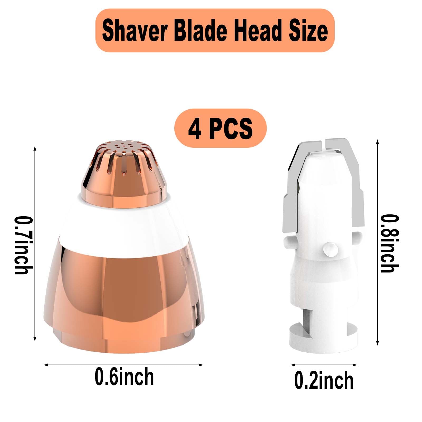 Eyebrow Hair Remover Replacement Heads with Painless Replacement Blades Compatible with Flawless Facial Eyebrow Hair Remover, Perfect for Beauty Enthusiasts Daily Use (Rose Gold, 4 Pack)