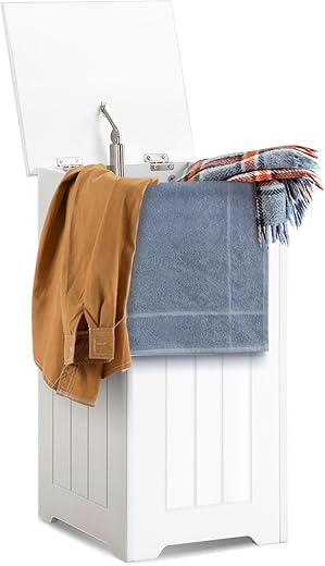 HOMASIS 52L Cesto Porta Biancheria con Coperchio, Secchio per Lavanderia da Bagno,...