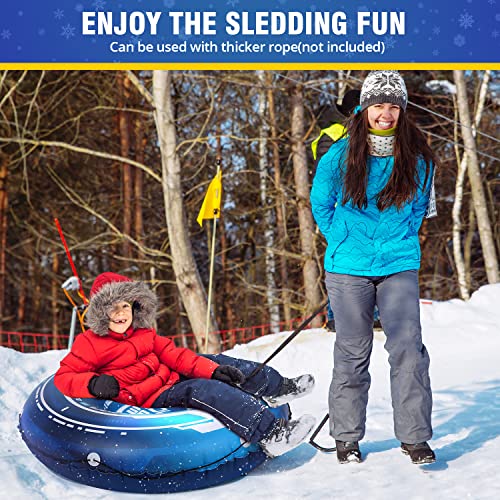 Large Snow Tube With 4 Snow Patch, Durable 47 Inch Inflatable Snow Sled With Rope, Heavy Duty Snow Tube Made By K80 Pvc Thicker Material, Waterproof Winter Toy, -30°F Resistant #TOP4