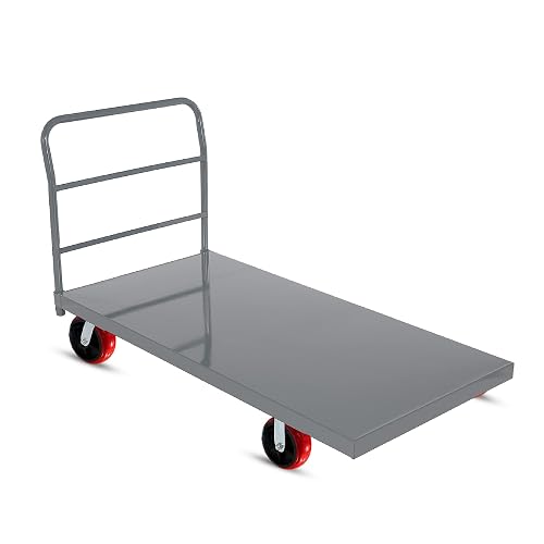 5Seconds Flatbed Platform Cart 3300LB Industrial Dolly Heavy Duty 60” x 30” Hand Push Truck Super Heavy Duty Flatbed 8'' Locked Swivel Wheels Commercial Moving