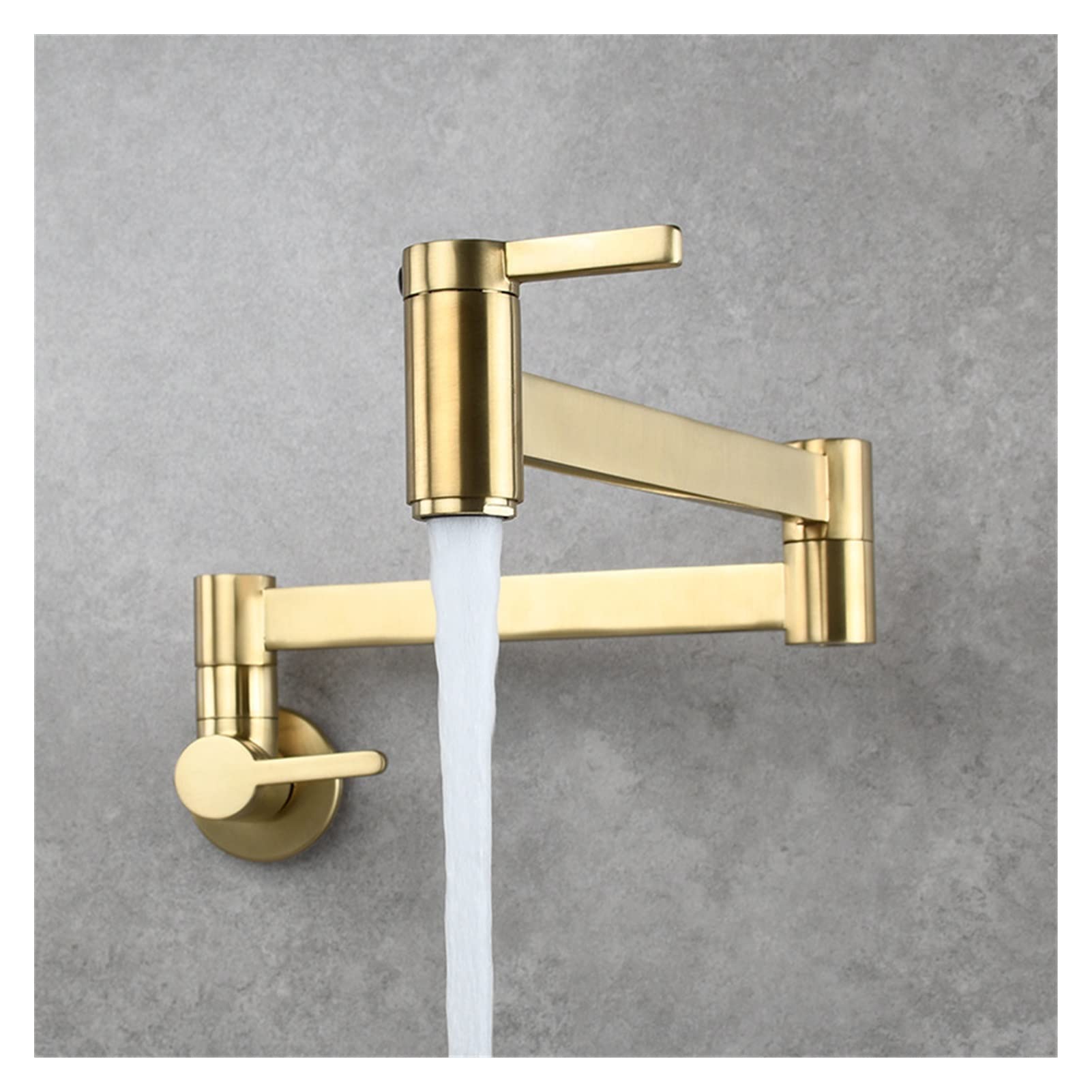 Grifo de cocina latón de oro de lujo con caño articulado doble