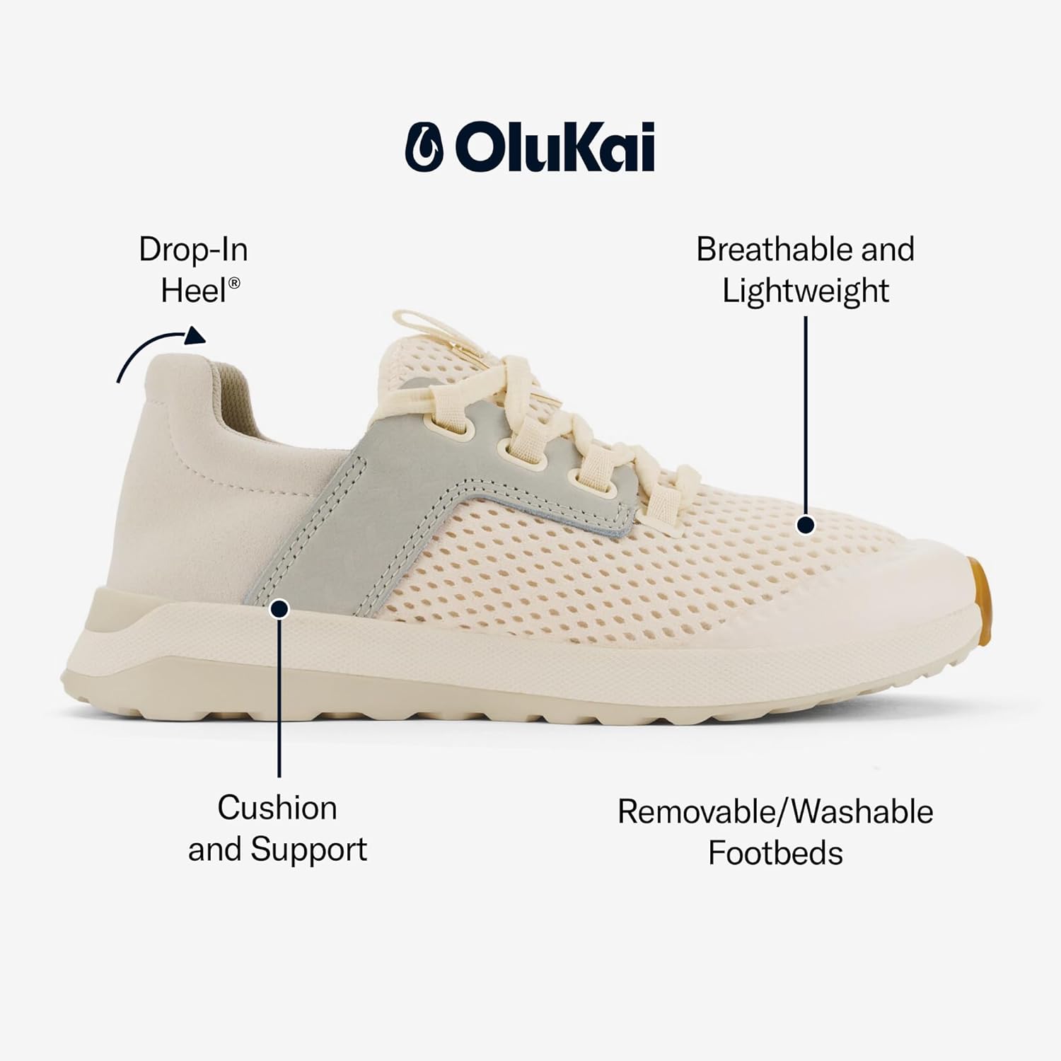 OLUKAI Wailuku Women's Athletic Sneakers, Lightweight & Breathable Mesh, Comfort Fit & Wet Grip Rubber Soles, All-Day Comfort & Supportive - Image 3
