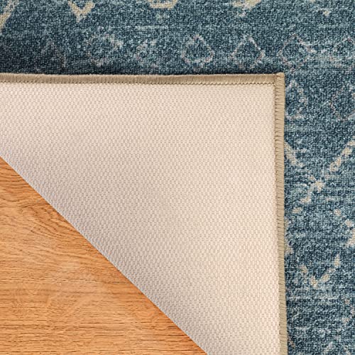 Antep Rugs Alfombras Non-Skid (Non-Slip) 2X7 Rubber Back Bohemian Distressed Moroccan Boho Low Pile Profile Indoor Runner Rug (Blue, 2' X 7') #TOP3