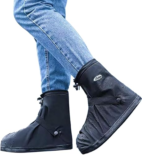 YUEYA Fundas impermeables para la lluvia, zapatos de silicona antideslizantes con cremallera, protectores de zapatos reutilizables para ciclismo y