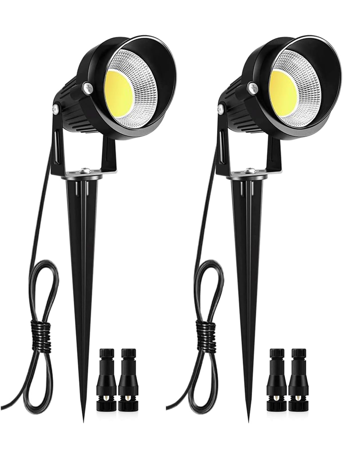 ZUCKEOLow Voltage Landscape Lights LED Landscape Lighting with Connectors, 10W 12V 24V Outdoor Spotlights Waterproof Garden Yard Flood Pathway Lights 1000LM Daywhite Light, 2Pack