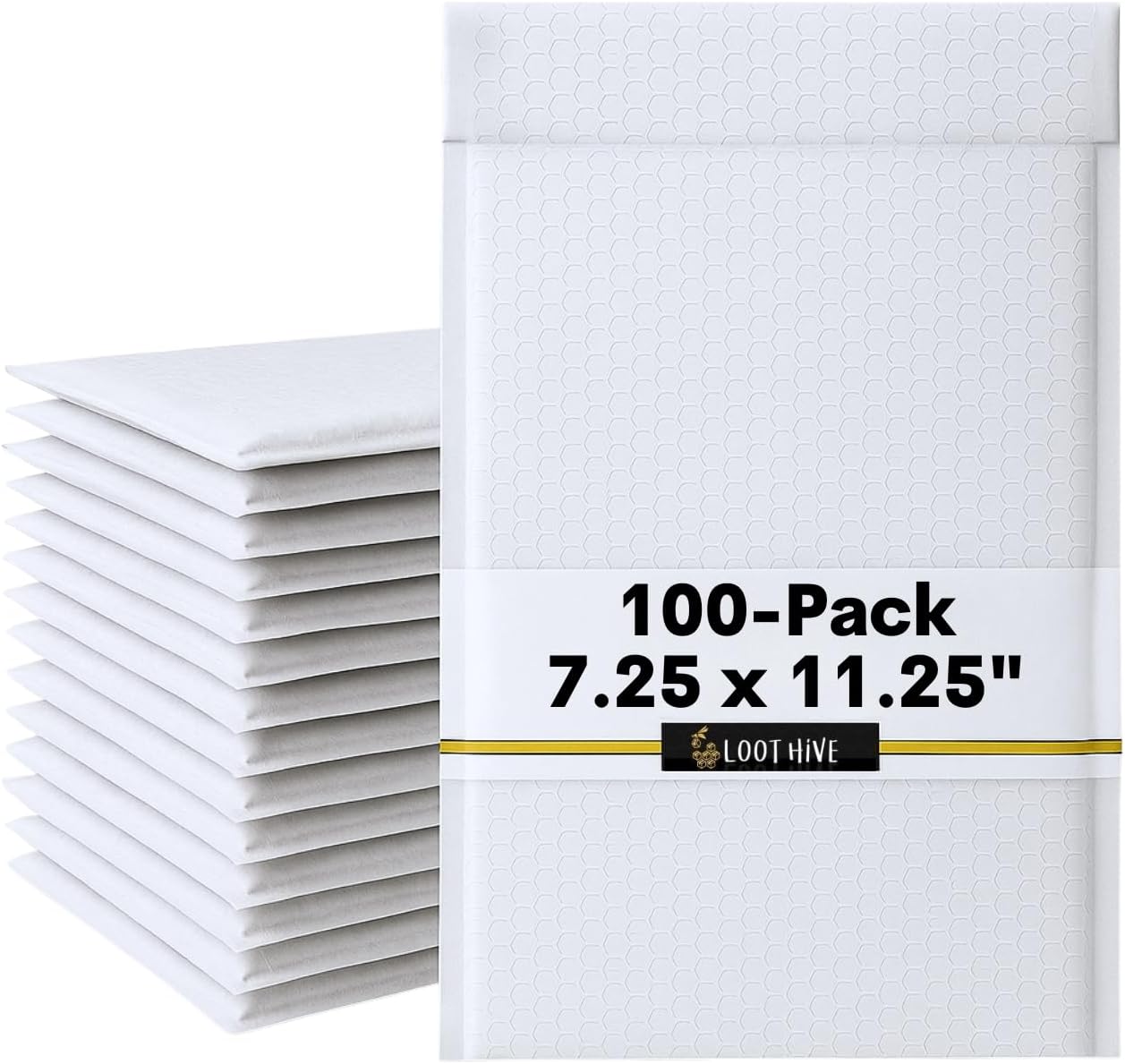 200-Pack 7.25x11.25" White Poly Bubble Mailers, Padded Shipping #1 Envelopes Self Seal Tear Resistant Lightweight Mailing Bags for Small Business, Books, DVDs, Gifts