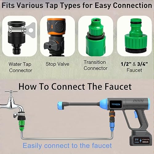 Miniatura 2 de Lavadora a presión inalámbrica, motor sin escobillas de 980 PSI, lavadora a presión portátil con 2 baterías de 4.0 Ah, pantalla táctil LED, boquilla