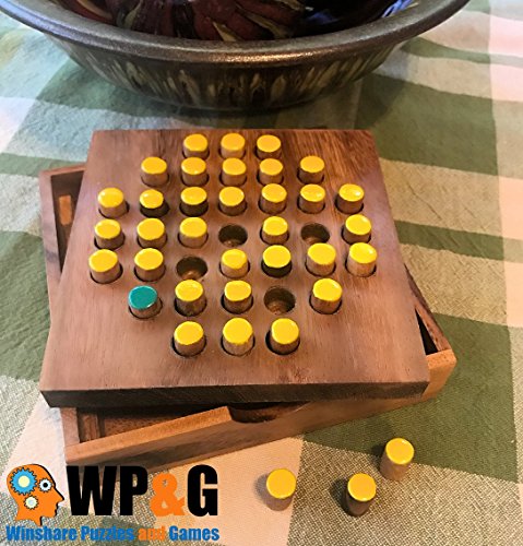 Solitaire Hexagon 37 Pegs - Strategy Wooden Game #TOP5