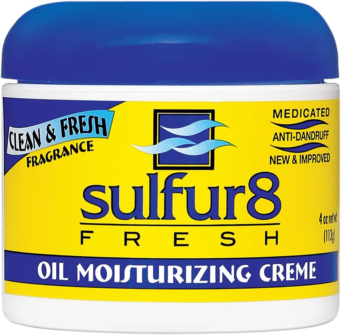 Sulfur 8 Fresh Oil Moisturizing Medicated Anti-Dandruff Creme 4 oz – Helps Control Dandruff, Moisturizes Dry Scalp, Clean & Fresh Fragrance, For All Hair Types