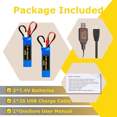 Miniatura 6 de Batería de 7.4V 400mAh 20C compatible con WLtoys P929 P939 K979 K989 K999 K969 RC Racing Truck con cargador USB