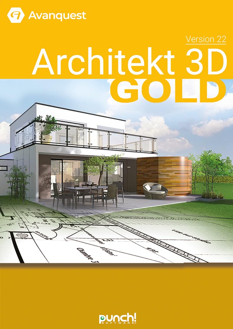 Architekt 3D 22 Gold DEUTSCH 1-PC - Dauerlizenz für Windows 11/10/8/7 - Optimal für Architekturplanung - (Product Key Card) - PKC