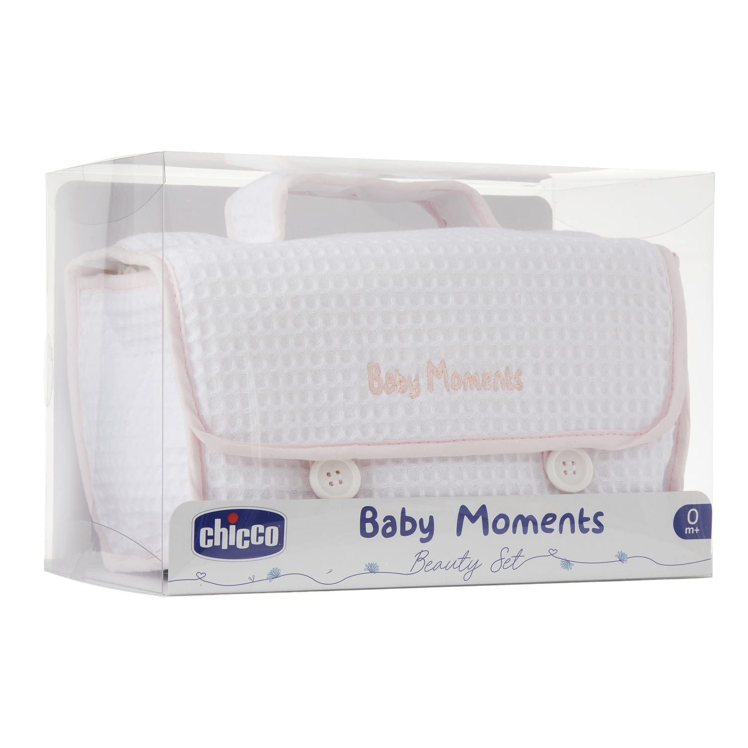 Chicco Geschenkset Baby Moments, Mit Eau de Cologne 100ml, Sanfte Körper- und Haarwäsche 200ml, Körpercreme 200ml, Bürste und Kamm, Alles, was man für das Baden braucht, Rosa, 0 Monate+