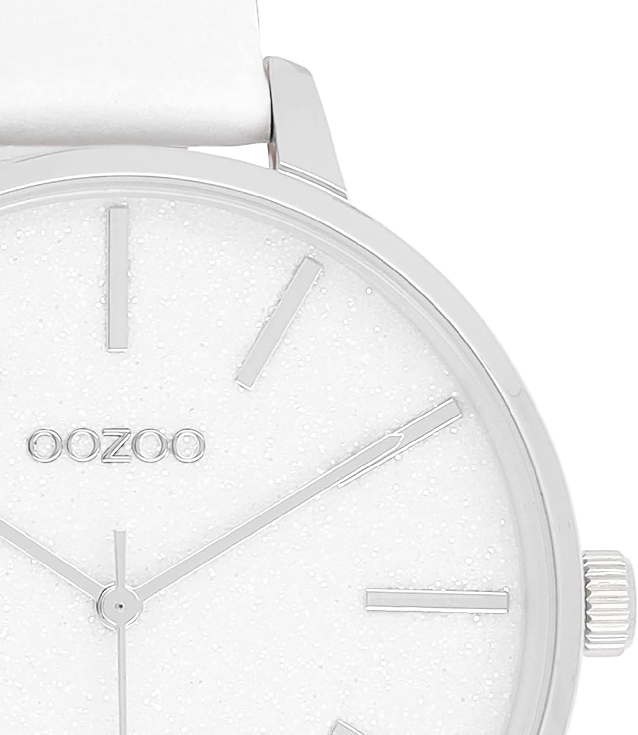 Oozoo Timepieces C11155 - Orologio da polso da donna con cinturino in pelle, elegante orologio analogico da donna, bianco/argento