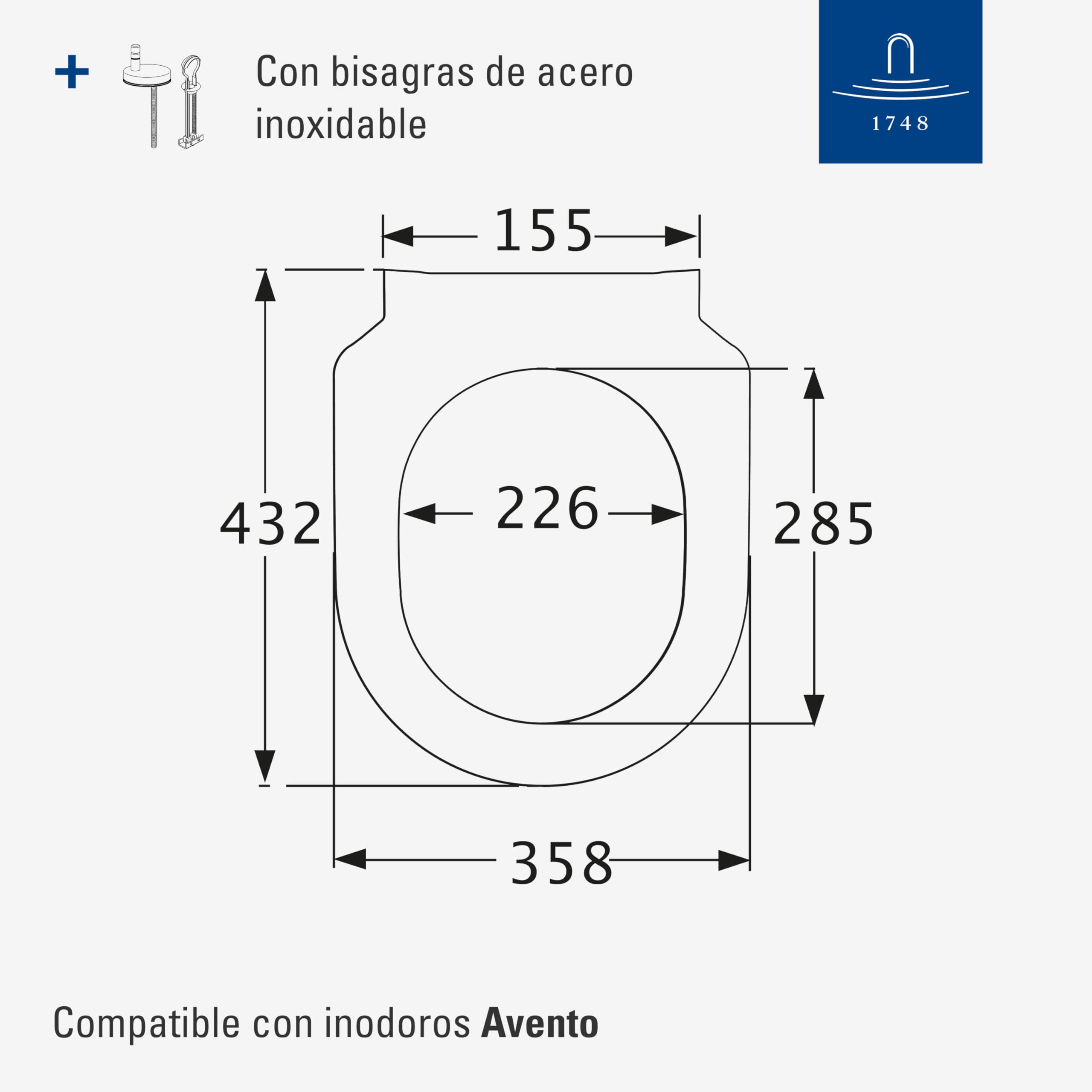 Villeroy & Boch Avento SlimSeat asiento WC, forma en D – Blanco Alpino | Con cierre amortiguado, extraíble, de Duroplast antirroturas, repuesto original, 9M87S101