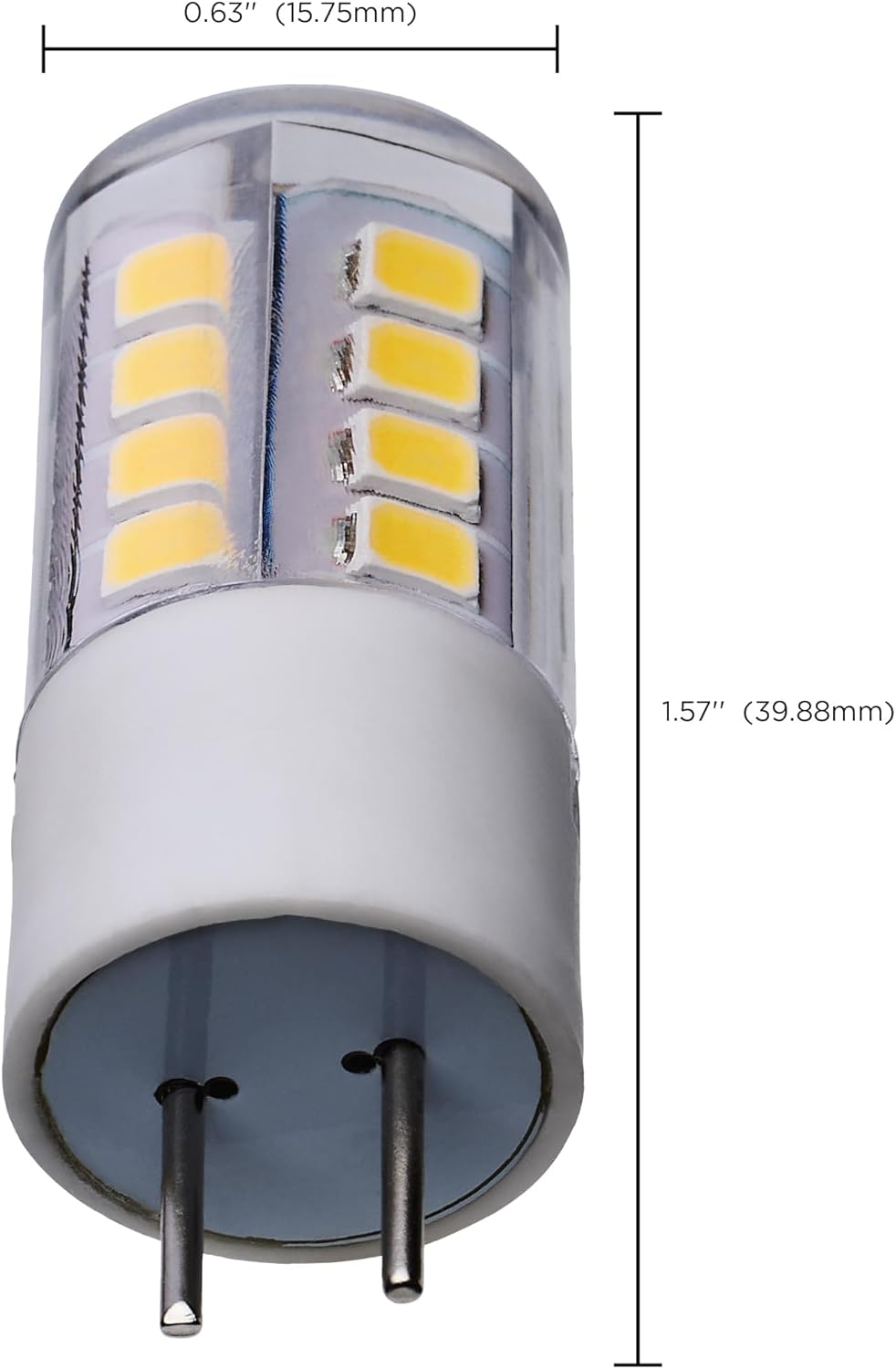 Satco S12317 T5 LED Bi-Pin GY6.35 Base Lamp, 12V Low Voltage Halogen Replacement, 5000K, Clear