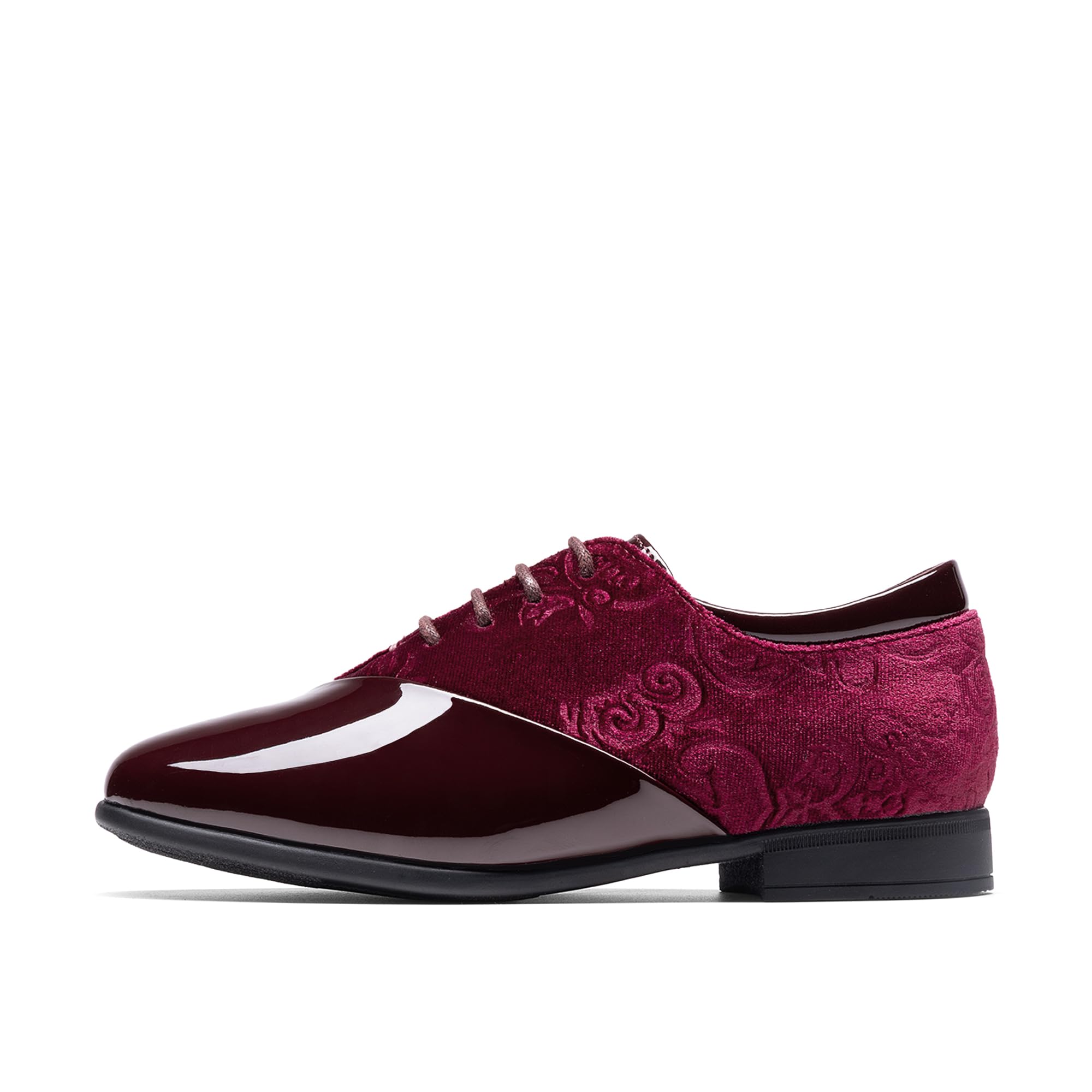 Bruno Marc Chłopięce Buty Formalne Patent Aksamitny Smoking Oxford Buty, Ciemnoczerwony, 2 Little Kid