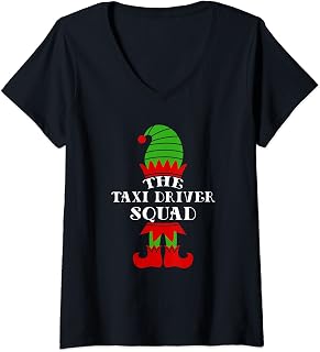 Womens I'm the Taxi driver elf squad matching family team coworker V-Neck T-Shirt