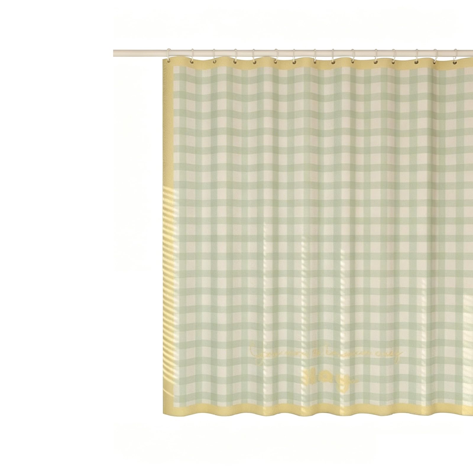 Générique Rideau de Douche en Polyester à Carreaux de Couleur Claire, imperméable et Opaque, avec Impression de Texte Manuscrit décontracté