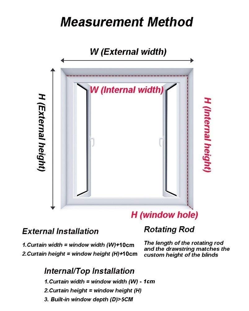 Eccellente Finestra in bambù con Stecche da 50 mm, tapparelle Orizzontali per casa/Ufficio, Larghezza 60 cm/80 cm/100 cm/120 cm/140 cm (Dimensioni: 100x200 cm)