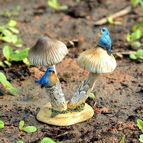 Top Collection Miniature Fairy Garden and Terrarium Statue, Bluebirds on Mushroom - Thumbnail 2