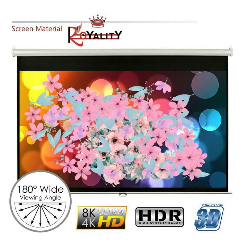 Image of Royality 84 Inch Imported Fabric Wall Type Pull Down Screen Without Auto Lock Mechanism with 1080P, 3D and 4K Technology Ratio-4:3 -(6ft (W) x 4ft (H)),(White)
