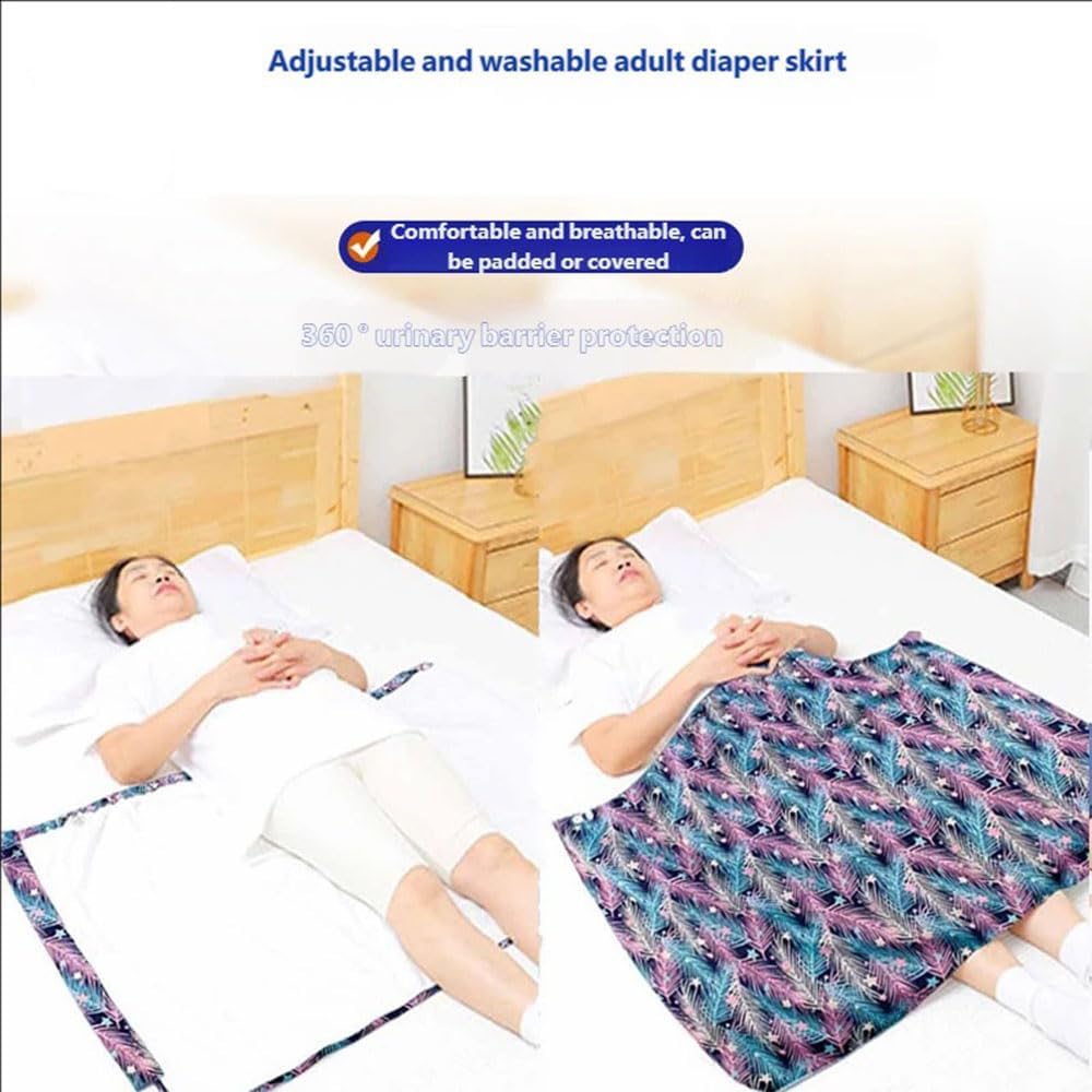 100% Cotton Adult Incontinence Skirt Waterproof Bed Protector Leakproof Mattress Cover for Elderly Women Reusable Washable Bed Pads,Orange,XL