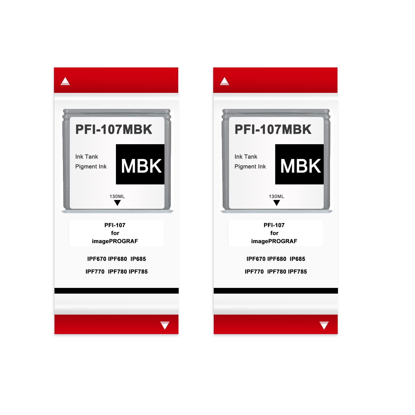 BUEGOOPFI-107 2 Pack 130ml Matte Black Ink Cartridges Compatible for Canon PFI107 PFI-107MBK for imagePROGRAF iPF780 iPF785 iPF770 iPF685 iPF680 iPF670 Printer