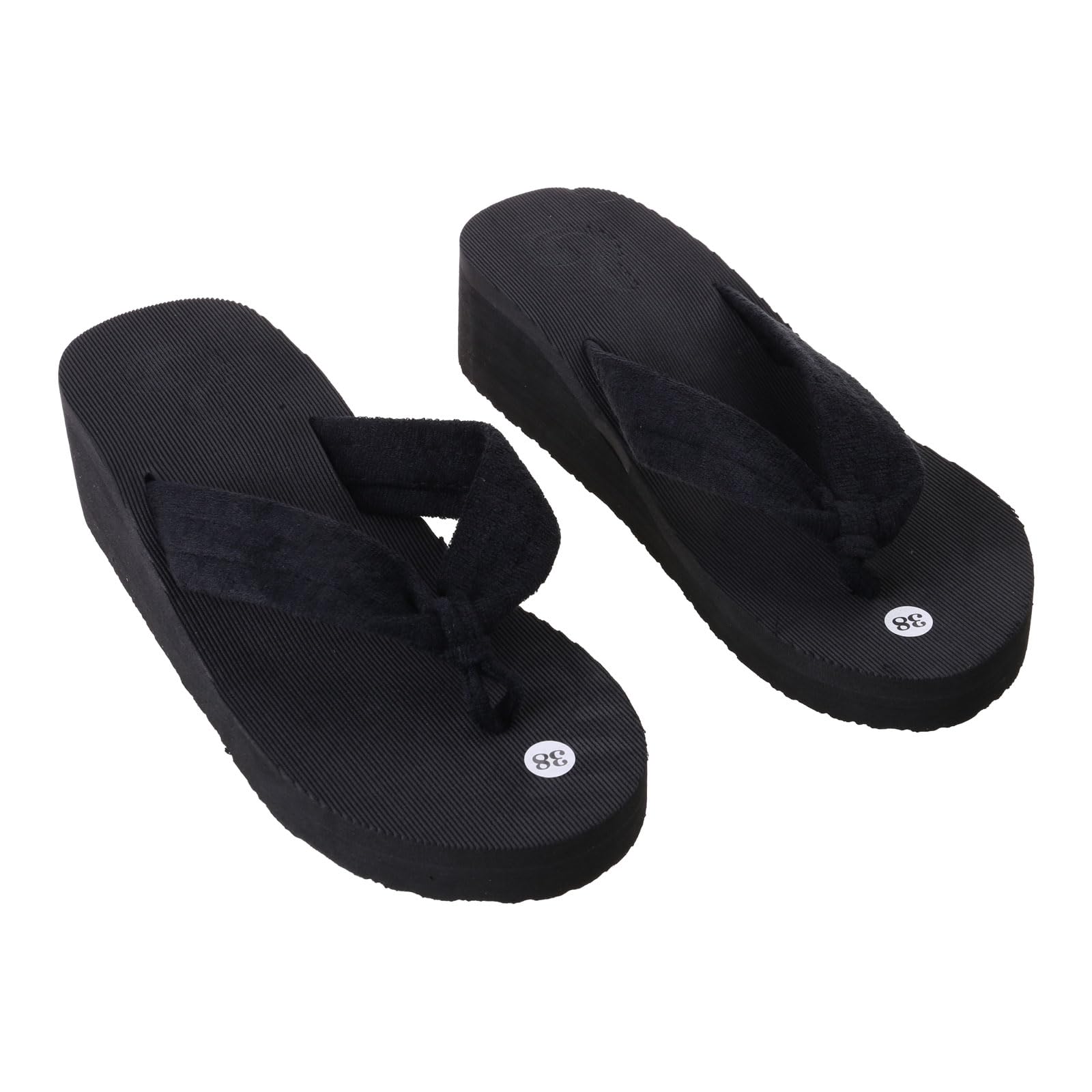 SUCHUANGUANG Soft Women Wedge Sandals Thong Flip Flops Platform Slippers Beach Black