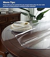 Vista 5 de Protector redondo de plástico transparente de 42 pulgadas para mesa de comedor, mantel de PVC, cubierta protectora para muebles de madera, tapete