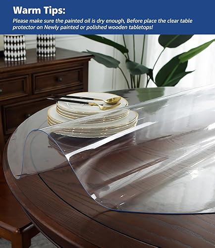 Miniatura 5 de Protector redondo de plástico transparente de 28 pulgadas para mesa de comedor, mantel de PVC, cubierta protectora para muebles de madera, tapete de