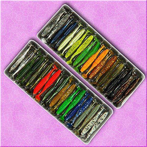 Konger Drop Shot Fishing Soft Lure Baits 5cm 2'' Power Grub 40x Mix 01+02 Konger Fishing Lure 20pcs Pike Perch