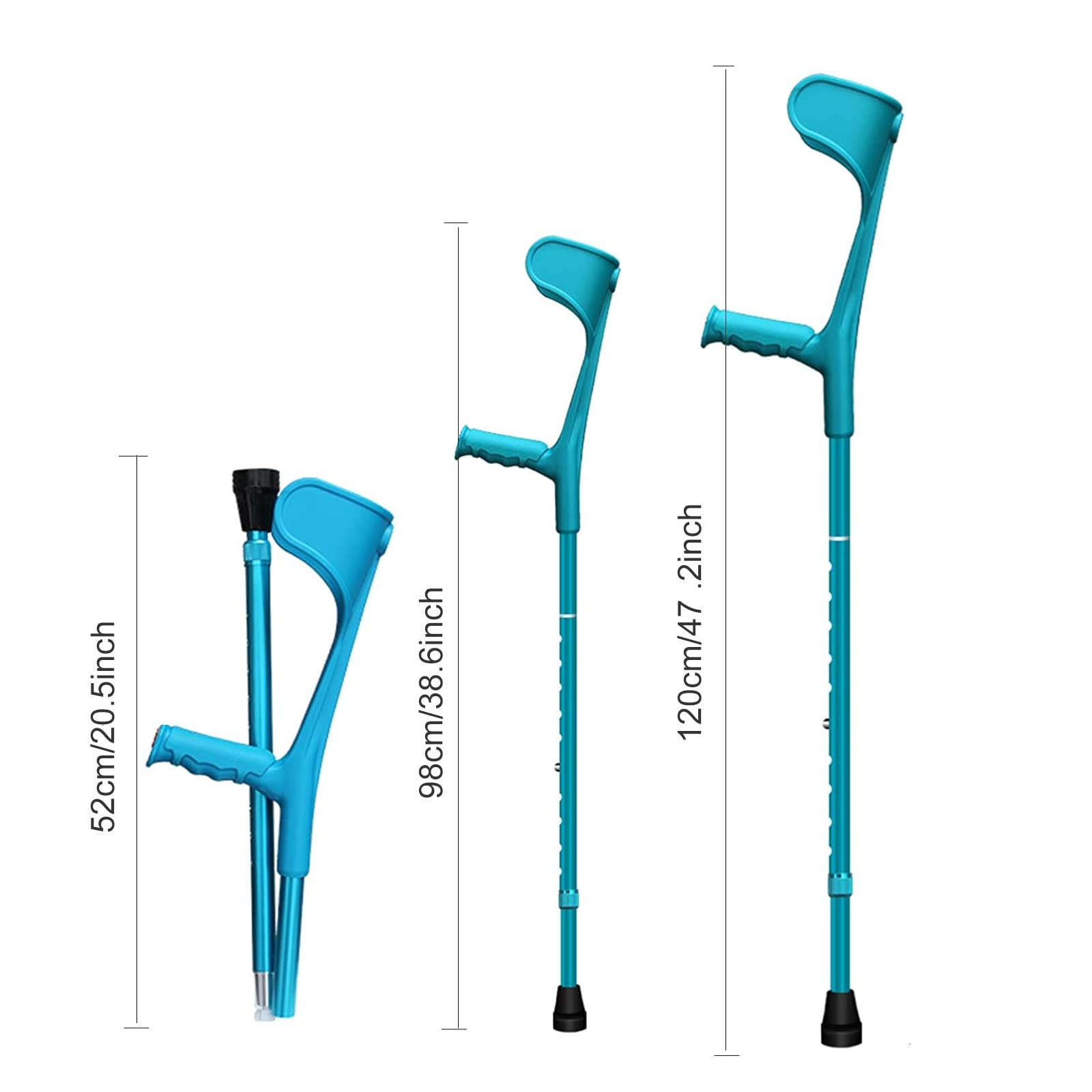 Muletas de antebrazo, muletas de brazo plegables ajustables, ergonómicas y livianas con asas de goma para bastón resistente y antideslizante para adultos
