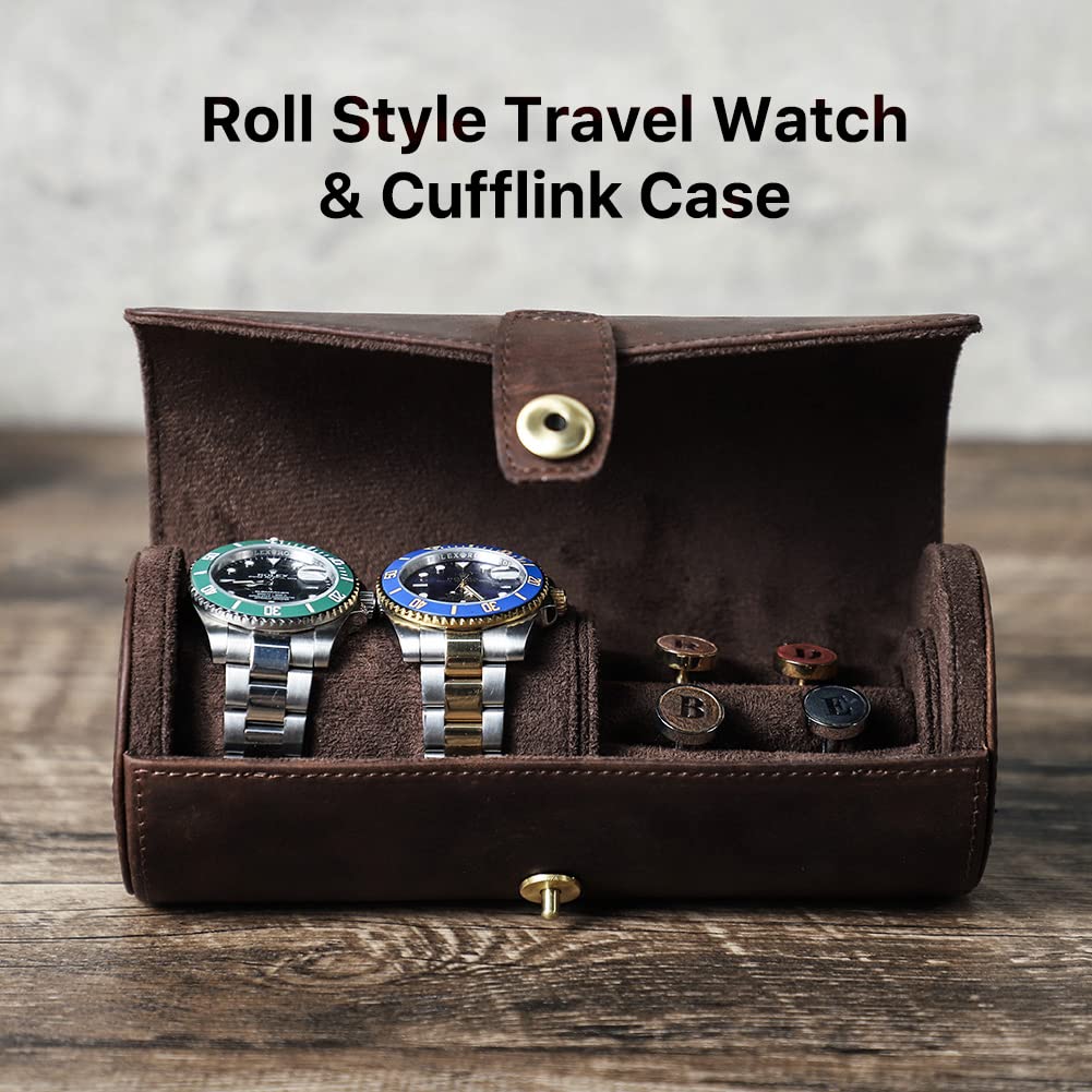 Contacts Custodia per orologi in pelle di lusso Scatola per gemelli con Pad Cravatta Custodia da viaggio multifunzione Accessori per gioielli Organizer Rotolo di stoccaggio