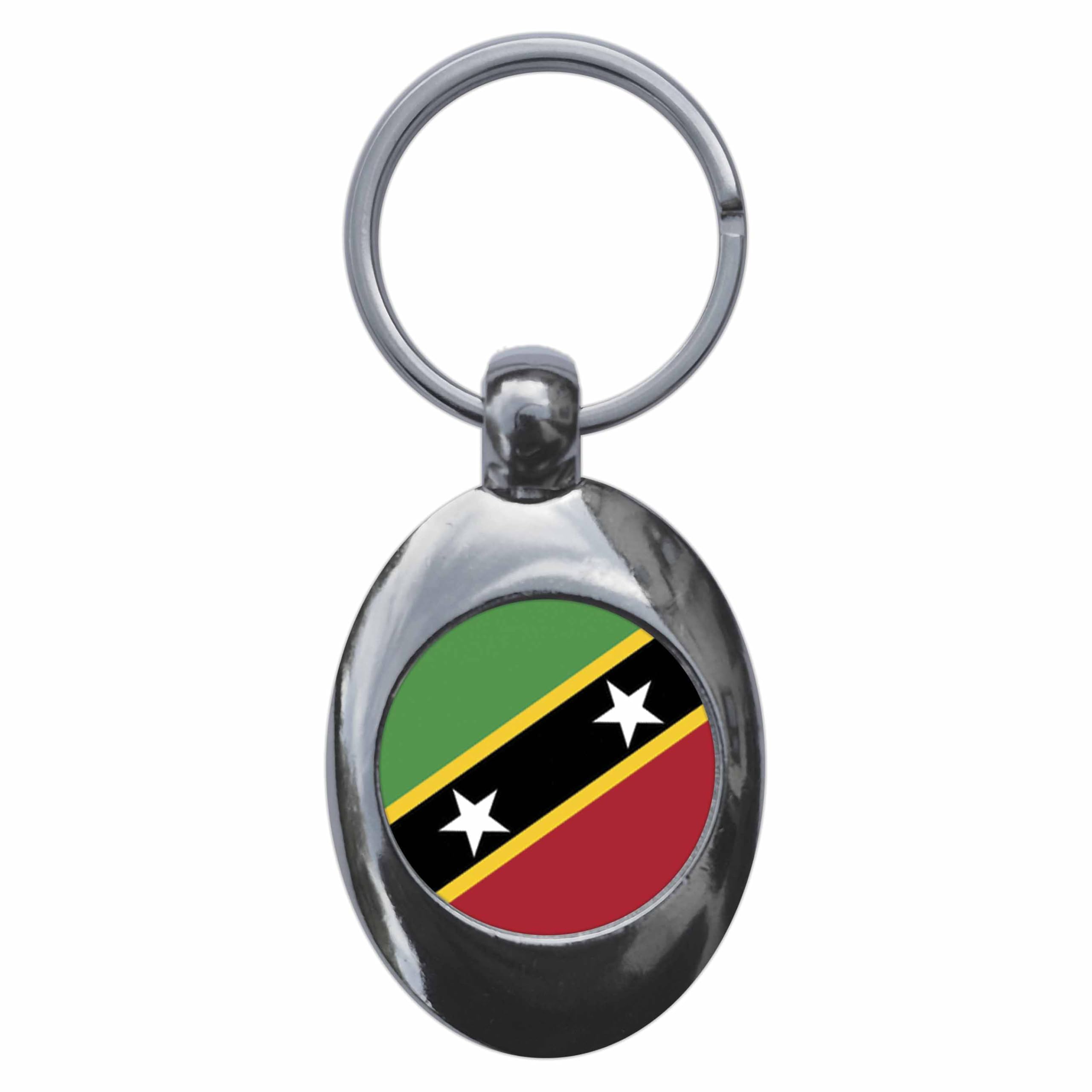 Ozorath St Kitts And Nevis National Flag Keyring Keychain Key Ring Chain With Trolley Coin