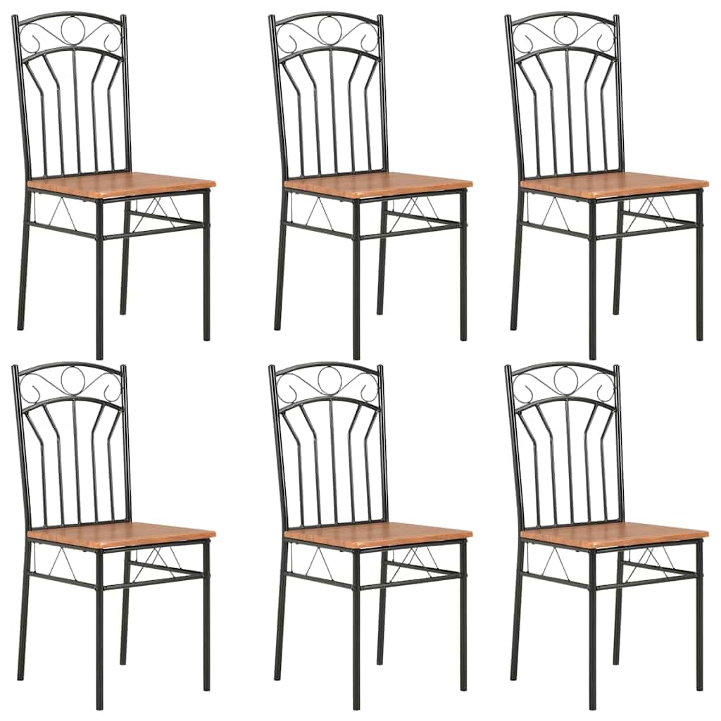vidaXL 6X Chaises de Salle à Manger Meuble de Cuisine Marron MDF