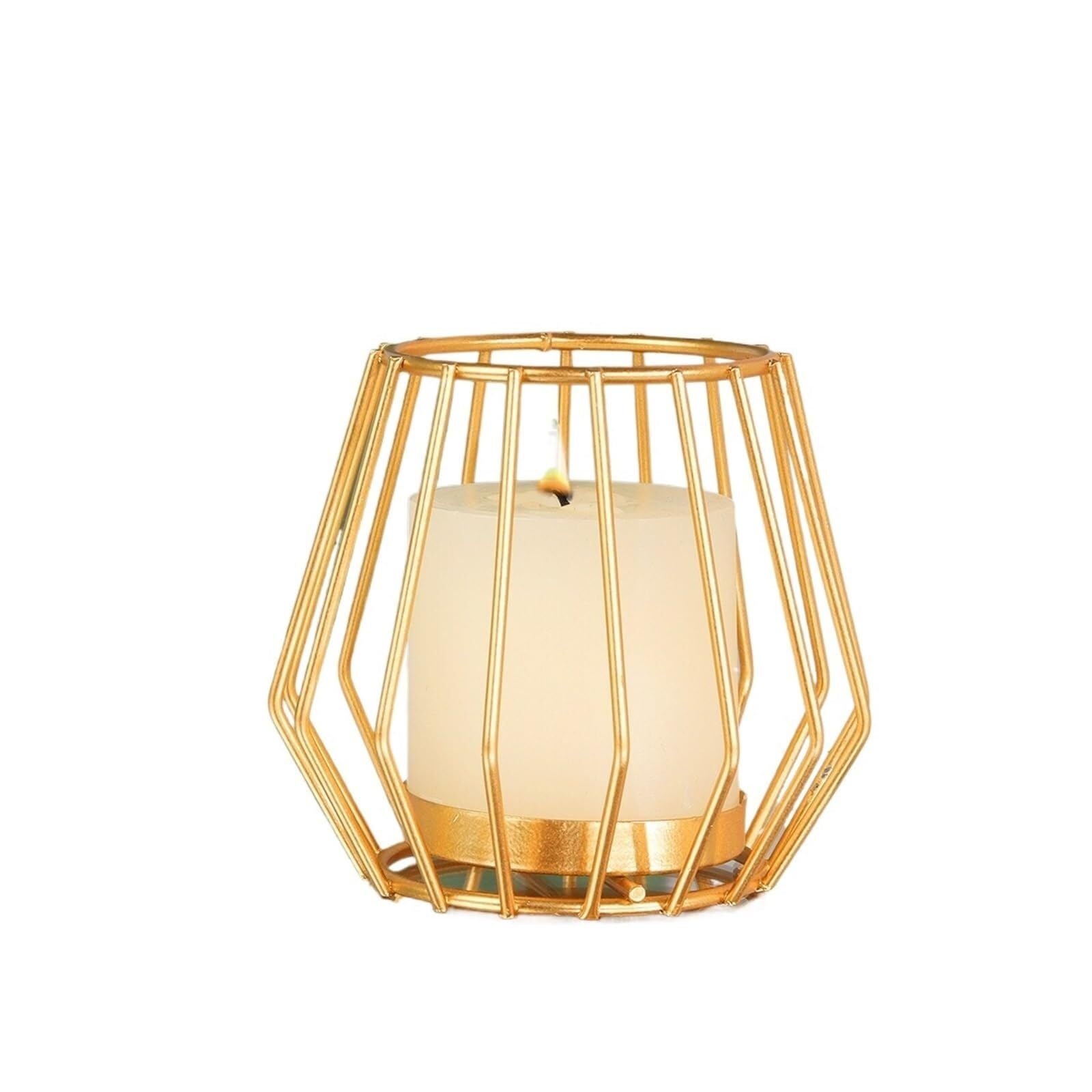 Candle Holders 2PCS Gold Iron Candlestick Creative Home Model Room Hollowed out Line Romantic Atmosphere Decoration(STYLE3)