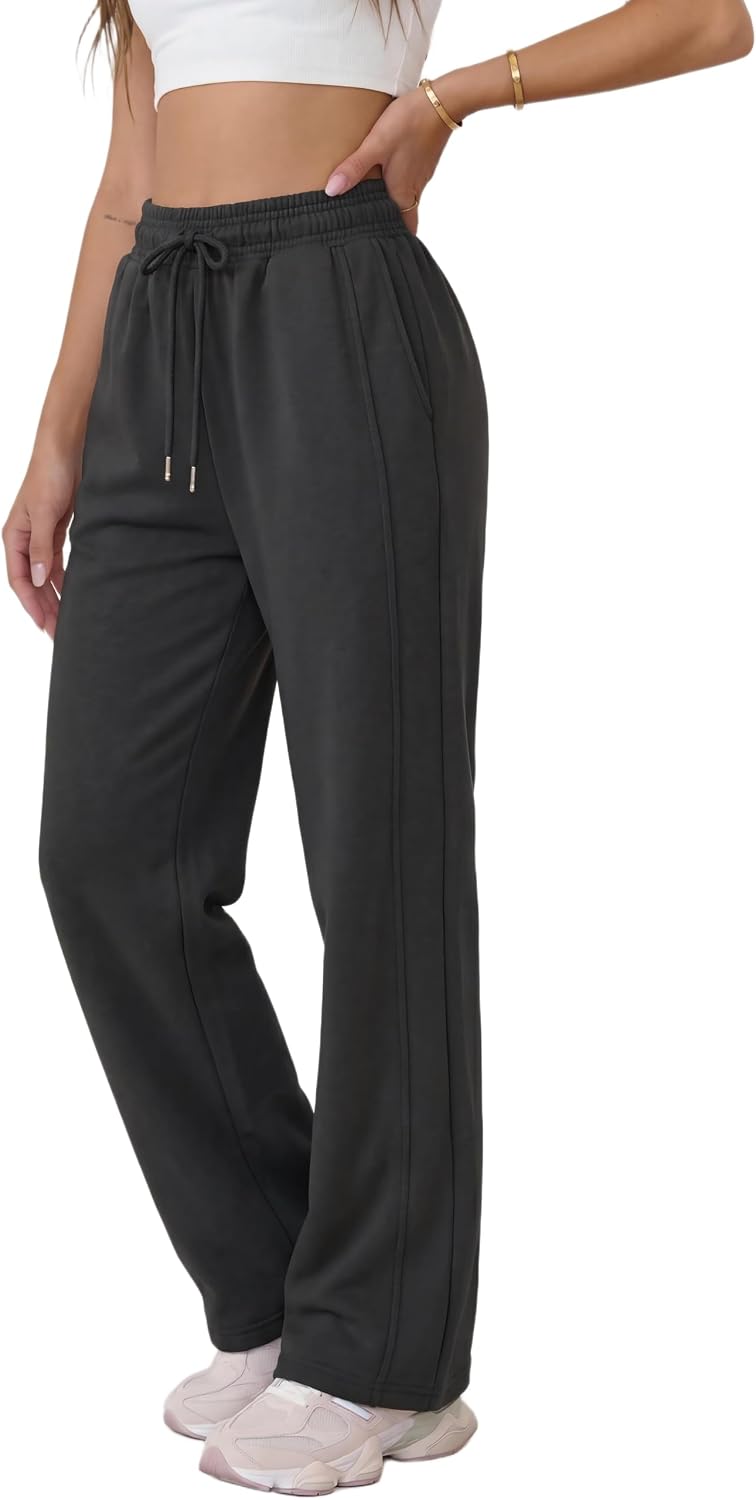 Women's High Waisted Straight Leg Sweatpants Drawstring Comfy Athletic Workout Pants