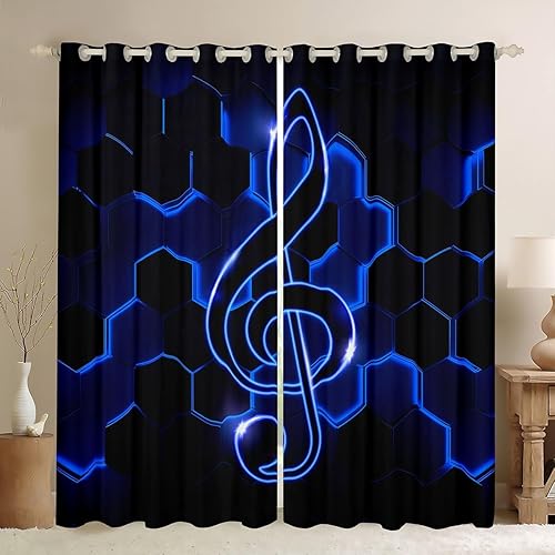 Miniatura 7 de Cortinas de música rock, cortinas y cortinas con temática musical, cortinas opacas con impresión de notas musicales, cortinas opacas en blanco y