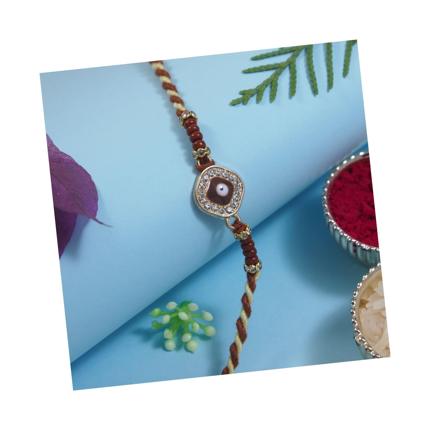 I Jewels Enamel Evil Eye Rakhi With Roli Chawal & Rakshabandhan Card for Bro/Brother/Bhai (R190) (Brown) For Men (B0D87729XF) Amazon Price History, Amazon Price Tracker